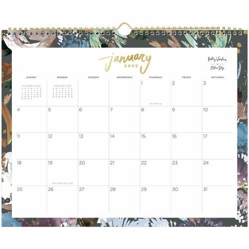2026 Blue Sky Monthly Wall Calendar, 15" x 12" , Midnight Garden, January To December, 149058 - Medium - Regular - Monthly - January 2026 to December - 15" x 12" Sheet Size - White Sheet - Wire Bound - Wall Mount - 12" Height x 15" Width - International H