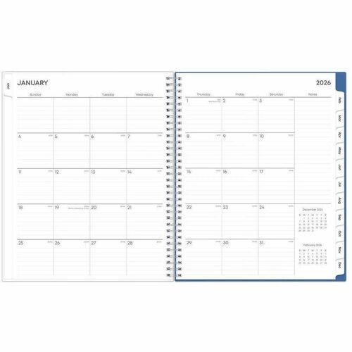 2026 Blue Sky Monthly Planner, 8-1/2" x 11" , Enterprise, January To December, 111288 - Large - Regular - Weekly, Monthly - January 2026 to December - 11" x 8 1/2" Sheet Size - White Sheet - Wire Bound - Multicolor Polypropylene Cover - 11" Height x 8.5" 