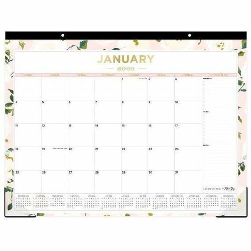 2026 Blue Sky Day Designer Desk Pad Calendar, 22" x 17" , Coming Up Roses, January To December, 138198 - Medium - Regular - Monthly - January 2026 to December - 22" x 17" Sheet Size - White Sheet - Desk Pad - 17" Height x 22" Width - International Holiday