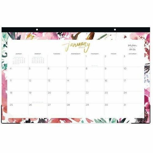 2026 Blue Sky Monthly Desk Pad Calendar, 11" x 17" , Magenta Blooms, January To December, 149057 - Medium - Regular - Monthly - January 2026 to December - 17" x 11" Sheet Size - White Sheet - Desk Pad - 11" Height x 17" Width - International Holiday, Refe