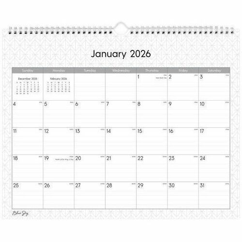 2026 Blue Sky Monthly Wall Calendar, 15" x 12" , Enterprise, January To December, 111292 - Medium - Regular - Monthly - January 2026 to December - 15" x 12" Sheet Size - White Sheet - Wire Bound - Wall Mount - 12" Height x 15" Width - International Holida