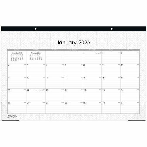 2026 Blue Sky Monthly Desk Pad Calendar, 11" x 17" , Enterprise, January To December, 111293 - Medium - Regular - Monthly - January 2026 to December - 17" x 11" Sheet Size - White Sheet - Desk Pad - 11" Height x 17" Width - International Holiday, Referenc