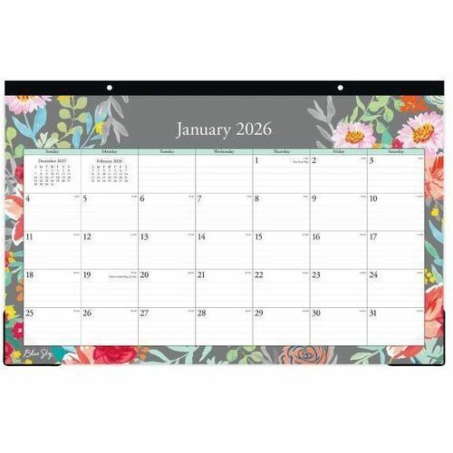 2026 Blue Sky Monthly Desk Pad Calendar, 11" x 17" , Sophie, January To December, 140089 - Medium - Regular - Monthly - January 2026 to December - 17" x 11" Sheet Size - White Sheet - Desk - 11" Height x 17" Width - International Holiday, Reference Calend