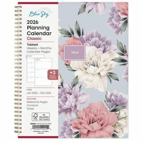 2026 Blue Sky Weekly/Monthly Planner, 8-1/2" x 11" , Tula, January To December, 143971 - Large - Regular - Weekly, Monthly - January 2026 to December - 11" x 8 1/2" Sheet Size - White Sheet - Wire Bound - Multicolor Polypropylene Cover - 11" Height x 8.5"