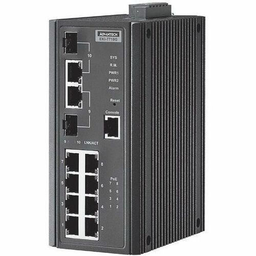 Advantech 8G+2G Port Gigabit Managed Redundant Industrial PoE Switch