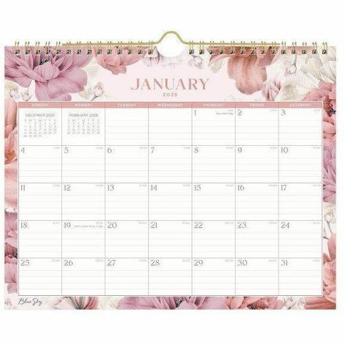 2026 Blue Sky Monthly Wall Calendar, 11" x 8-3/4" , Big Peony, January To December, 152692 - Small - Regular - Monthly - January 2026 to December - 11" x 8 3/4" Sheet Size - White Sheet - Wire Bound - Wall Mount - 8.8" Height x 11" Width - International H