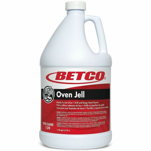 Betco Oven Jell Cleaner - For Oven, Grill, Fryer, Pan, Multipurpose - Ready-To-Use - Aerosol, Liquid - 128 fl oz (4 quart) - Lemon Scent - Recommended For: Baked-on Food Remover, Soil Remover - Fast Acting, Fume-free, Non-flammable - Brown