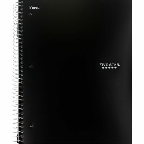 Five Star 1 Subject 11" 100ct Black Notebook - 1 Subject(s) - 100 Sheets - Spiral Bound - Ruled Margin - Letter - 8 1/2" (215.90 mm) x 11" (279.40 mm) Sheet Size - 11" (279.40 mm) Height x 9.50" (241.30 mm) Width x 0.75" (19.05 mm) Depth - Coated Poly Cov