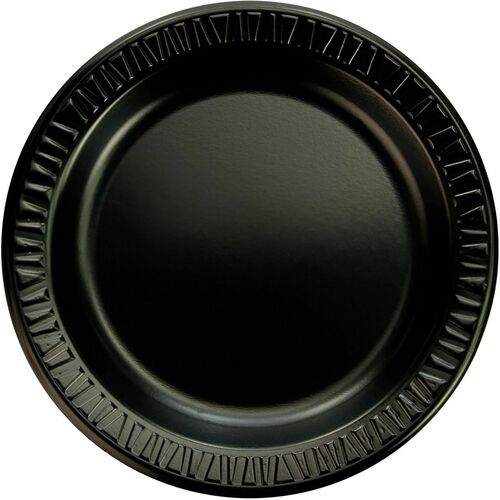 Dart 9 in XPS Laminated Foam Plate - Black - Salad, Food - 9" Diameter - Black - Gloss - Foam, Plastic, Polystyrene Body - Round - 500 / Case