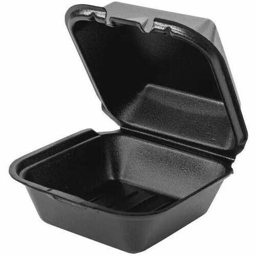 Genpak Black 6" x 6" Snap It Lock Hinged Square Container - Food Storage - Black - Foam Body - Square - 500 Case