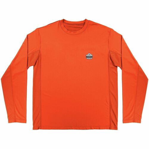 Ergodyne Chill-Its 6689 Cooling Long Sleeve Sun Shirt with UV Protection - Large Size - Unisex - MicroFiber, Polyester, Spandex - Orange
