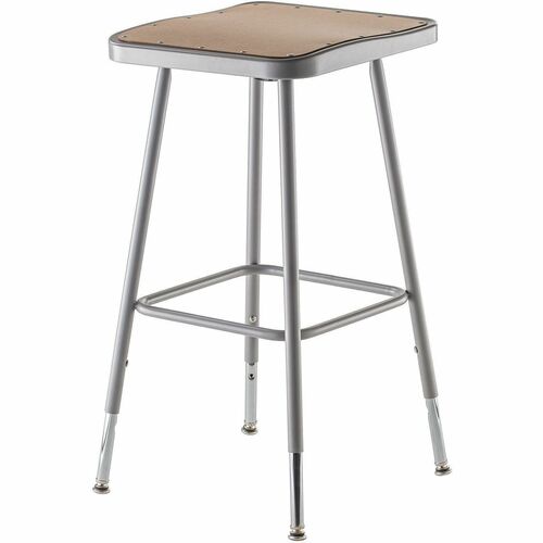 National Public Seating 6300 Series Heavy-Duty Square-Seat Stools - Masonite Seat Material - Gray Frame Color - Steel Frame Material - Four-legged Base - Gray - 1 Each