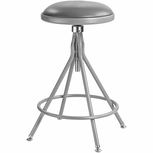 National Public Seating 6500 Series Heavy-Duty Swivel Stools - Gray Seat Color - Vinyl Seat Material - Gray Frame Color - Steel Frame Material - Four-legged Base - Gray - Metal - 1 Each