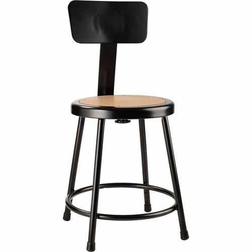 National Public Seating 6200 Series Heavy-Duty Stools - Masonite Seat Color - Masonite Seat Material - Black Frame Color - Steel Frame Material - Four-legged Base - Black - 1 Each