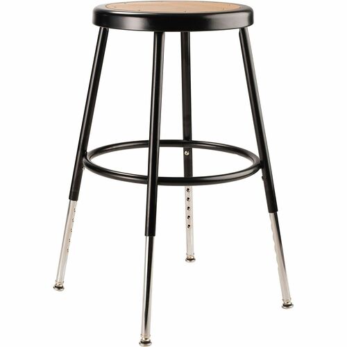 National Public Seating 6200 Series Heavy-Duty Stools - Masonite Seat Color - Masonite Seat Material - Black Frame Color - Steel Frame Material - Four-legged Base - Black - 1 Each
