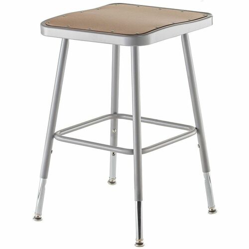 National Public Seating 6300 Series Heavy-Duty Square-Seat Stools - Masonite Seat Material - Gray Frame Color - Steel Frame Material - Four-legged Base - Gray - 1 Each