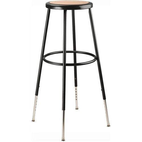 National Public Seating 6200 Series Heavy-Duty Stools - Masonite Seat Color - Masonite Seat Material - Black Frame Color - Steel Frame Material - Four-legged Base - Black - 1 Each