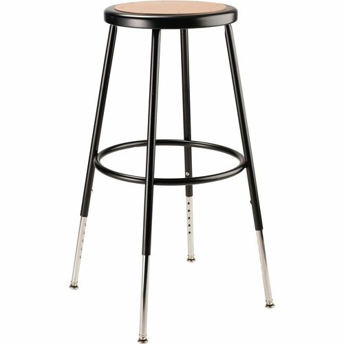 National Public Seating 6200 Series Heavy-Duty Stools - Masonite Seat Color - Masonite Seat Material - Black Frame Color - Steel Frame Material - Four-legged Base - Black - 1 Each
