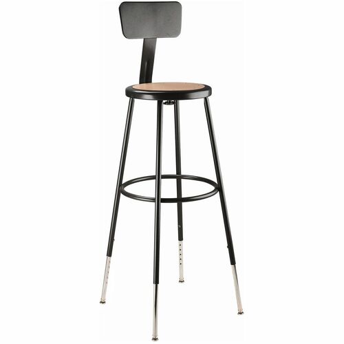 National Public Seating 6200 Series Heavy-Duty Stools - Masonite Seat Color - Masonite Seat Material - Black Frame Color - Steel Frame Material - Four-legged Base - Black - 1 Each