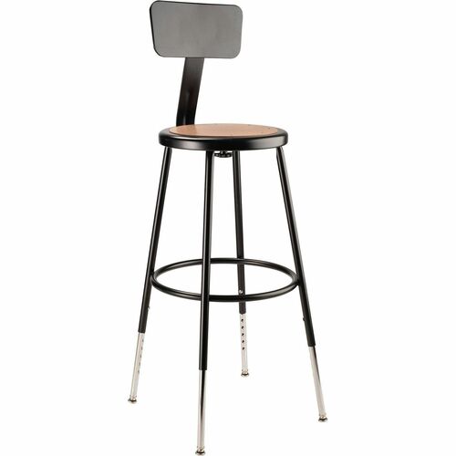 National Public Seating 6200 Series Heavy-Duty Stools - Masonite Seat Color - Masonite Seat Material - Black Frame Color - Steel Frame Material - Four-legged Base - Black - 1 Each