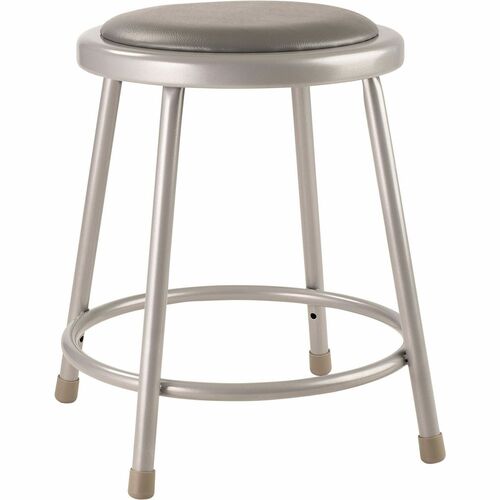 National Public Seating 6400 Series Heavy-Duty Padded Stools - Gray Seat Color - Vinyl, Medium Density Fiber (MDF) Seat Material - Gray Frame Color - Steel Frame Material - Four-legged Base - Gray - Plush - 1 Each