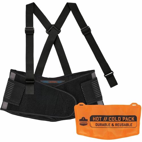 Ergodyne ProFlex 1675 Back Support Brace - 5.51" to 8.50" Adjustable Height - 25" to 58" Waist Size - Black - Spandex, Mesh, Polypropylene, Rubber - 1