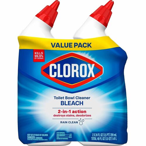 Clorox Toilet Bowl Cleaner with Bleach - For Toilet, Toilet Bowl - 24 fl oz (0.8 quart) - Rain Clean Scent - Recommended For: Stain Remover, Odor Remover, Bacteria Remover, Germs Remover, Mold Remover, Mildew Remover - Deodorize, Disinfectant, Phosphorous