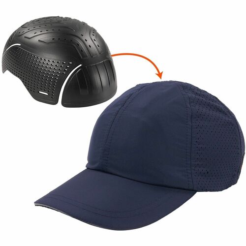 Ergodyne Lightweight Baseball Hat and Bump Cap Insert - Medium/Large (M/L) Size - Polyester, Fabric - Navy