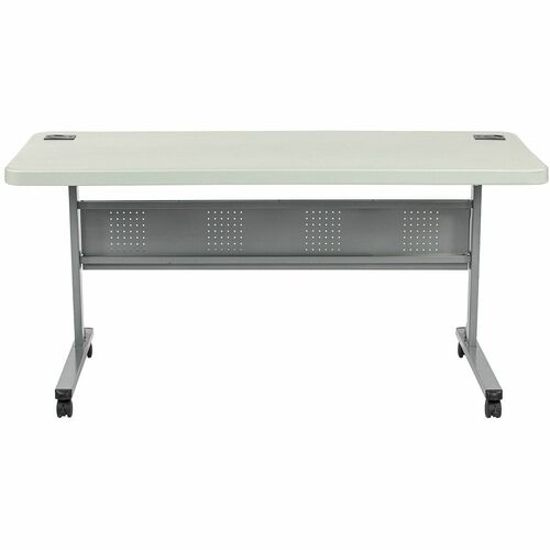 National Public Seating Flip-N-Store Flipper Tables - Speckled Gray Top - Hammertone Gray, Powder Coated Base - Modern Style - 700 lb Capacity - 60" Table Top Length x 24" Table Top Width x 1.70" Table Top Thickness - 29.50" Height - Training, Conference,