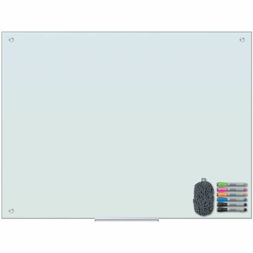 U Brands Dry Erase Board - 48" (4 ft) Width x 36" (3 ft) Height - White Glass Surface - Horizontal/Vertical - Magnetic - Frameless, Ghost Resistant, Stain Proof - 1 Each