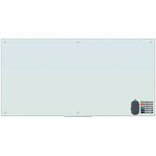 U Brands Dry Erase Board - 72" (6 ft) Width x 36" (3 ft) Height - White Glass, Tempered Glass Surface - Horizontal/Vertical - Magnetic - Frameless, Ghost Resistant, Stain Proof - 1 Each
