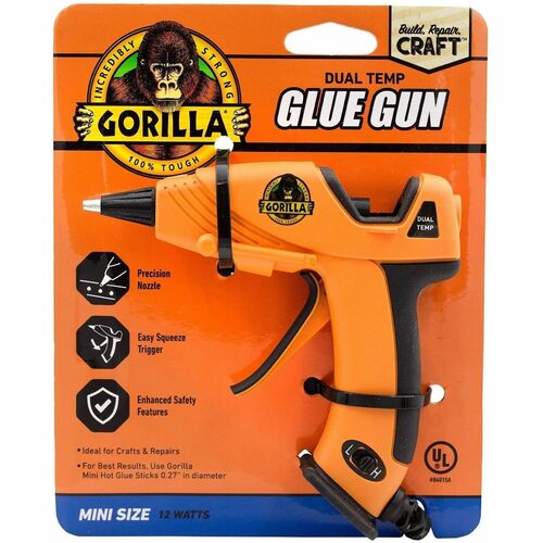 Gorilla Glue Dual Temp Mini Hot Glue Gun - 380°F (193.3°C) - Orange, Black