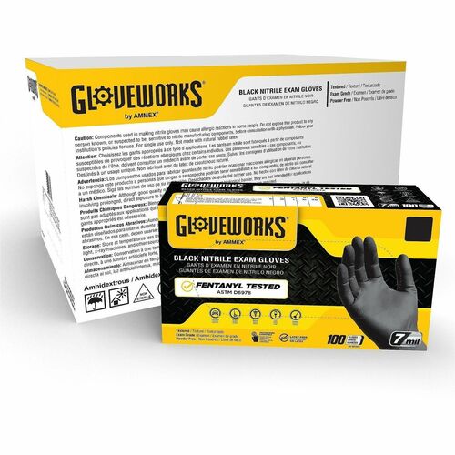 Picture of Gloveworks Black Nitrile Powder-Free Exam Gloves