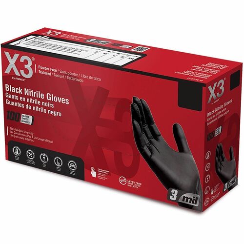 Picture of X3 Industrial Black Nitrile Powder-Free Gloves