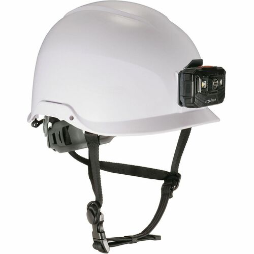 Ergodyne Skullerz 8976 Type 2 Safety Helmet - Impact, Visibility, Head, Overhead Falling Objects, Eye Protection - Expanded Polystyrene Foam (EPS) - White - LED Light, Built-in LED, Chin Strap, Lightweight, Comfortable, Sweatband, Breathable, Anti-odor, M