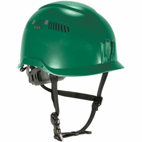 Ergodyne Skullerz 8977 Type 2 Safety Helmet - Recommended for: Construction, Utility, Oil & Gas, Forestry, Mining, General Purpose - Impact, Head Protection - Expanded Polystyrene Foam (EPS) - Green - Chin Strap, Breathable, Lightweight, Comfortable, Swea