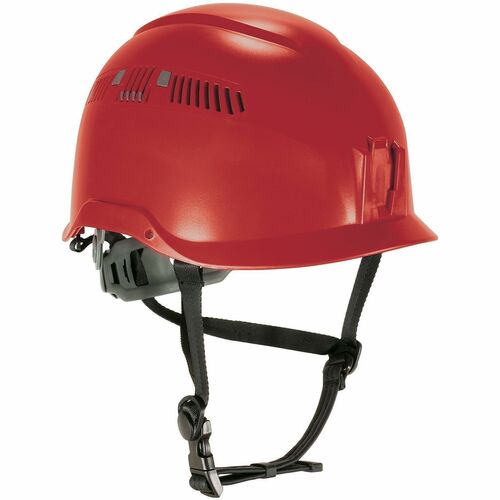 Ergodyne Skullerz 8977 Type 2 Safety Helmet - Recommended for: Construction, Utility, Oil & Gas, Forestry, Mining, General Purpose - Impact, Head Protection - Expanded Polystyrene Foam (EPS) - Red - Chin Strap, Breathable, Lightweight, Comfortable, Sweatb