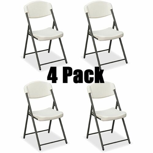 Iceberg Rough-N-Ready Blow-Molded Folding Chairs - High-density Polyethylene (HDPE) Seat Material - High-density Polyethylene (HDPE) Back Material - Powder Coated Steel Frame Material - Four-legged Base - Platinum Granite - Plastic - 4 / Carton