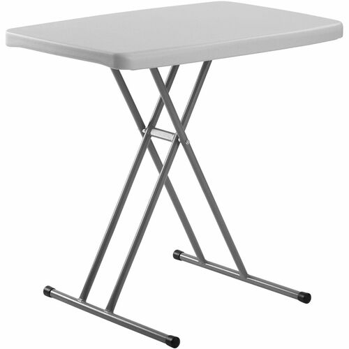 National Public Seating Basics Personal Folding Table - Speckled Gray Top - Powder Coated X-shaped, Textured Base - Modern Style - 150 lb Capacity - Height Adjustable - 6-Stage x 20" Table Top Width x 30" Table Top Depth x 1.60" Table Top Thickness - Lapt