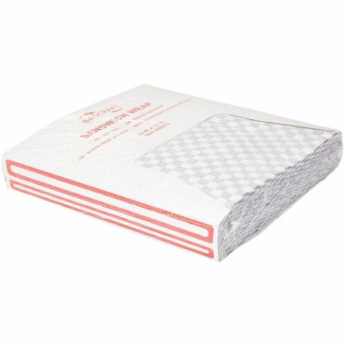 Bagcraft Packing Wrap - 12" Width x 12" Length - Grease Resistant - Paper - Black, Natural