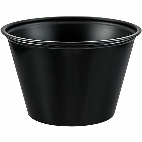 Solo Souffles Portion Container - Food, Food Storage, Salad, Transporting - 2.9" Diameter - Black - Plastic, Polystyrene Body - 1 Carton