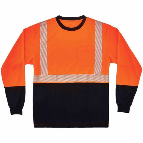 Ergodyne GloWear 8281BK Hi-Vis Performance T-Shirt - Extra Small (XS) Size - Unisex - Polyester, Fabric - Orange, Black