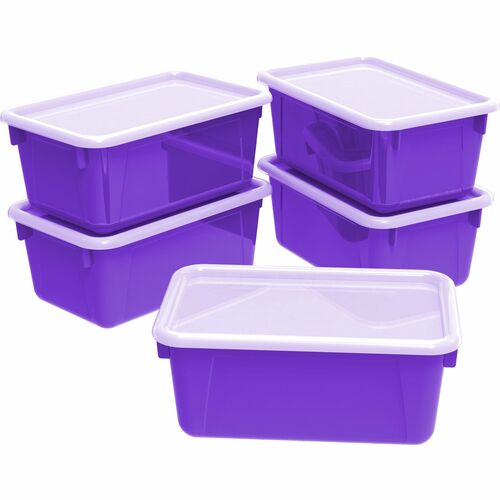 Storex Storage Container - External Dimensions: 8" (201.93 mm) Width x 5.2" (132.59 mm) Depth x 12.3" (311.91 mm) Height - Plastic - Purple - For Classroom Supplies, Shoes, Craft Supplies, Art Supplies