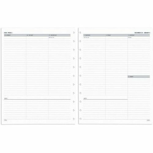 TUL Discbound Weekly Planner Refill Pages, Letter Size, January To December - Regular - Weekly - 12 Month - January 2026 to December 2026 - 1 Week Double Page Layout - Letter - 11" x 8 1/2" Sheet Size - White Sheet - Paper - International Holiday, Referen