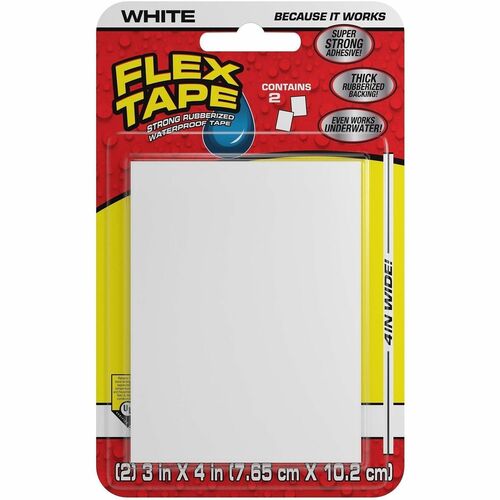 FLEX SEAL Repair Tape - 3" Length x 4" Width - White - Rubber Backing - Damage Resistant, Water Proof - For Repair, Patching, Bonding, Sealing, Multi Surface - 1 Carton