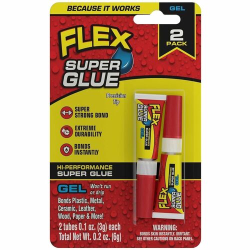 FLEX SEAL High-Performance Super Glue - 0.11 oz - Clear - 2 / Pack