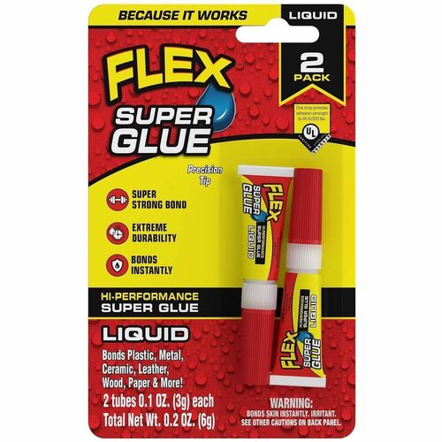 FLEX SEAL High-Performance Super Glue - 0.11 oz - Clear - 2 / Pack