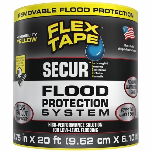 FLEX SEAL Tape Flood Protection - 20 ft Length x 3.75" Width - Yellow - Water Proof - For Nonporous Surface, Smooth Surface - 1 Carton