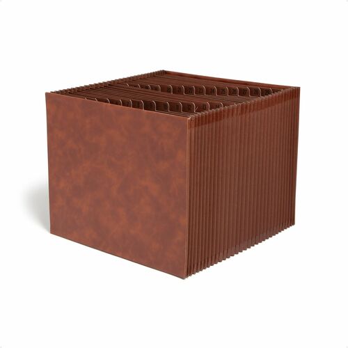 Smead TUFF Letter Expanding File - 8 1/2" x 11" - 6200 Sheets Capacity - 31 Pocket(s) - Top Tab Location - Assorted Tab Position - 30 Divider(s) - Vegan Leather - Brown - Durable, Reinforced Gusset, Reinforced Edges - 1 Unit