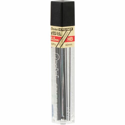 Pentel Hi-Polymer Super Lead Refill (0.5mm), HB, 12 Leads per Tube - Lead Refills for Mechanical Pencils, 12 Leads Per Tube, HB Grade, Standard Lead for Everyday Use